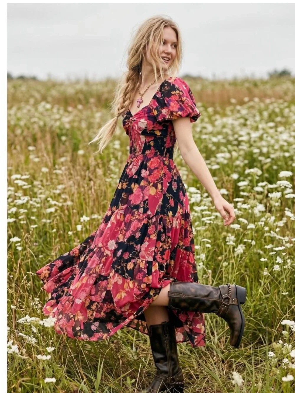 Free People Sun-drenched floral patchwork summer dress medium